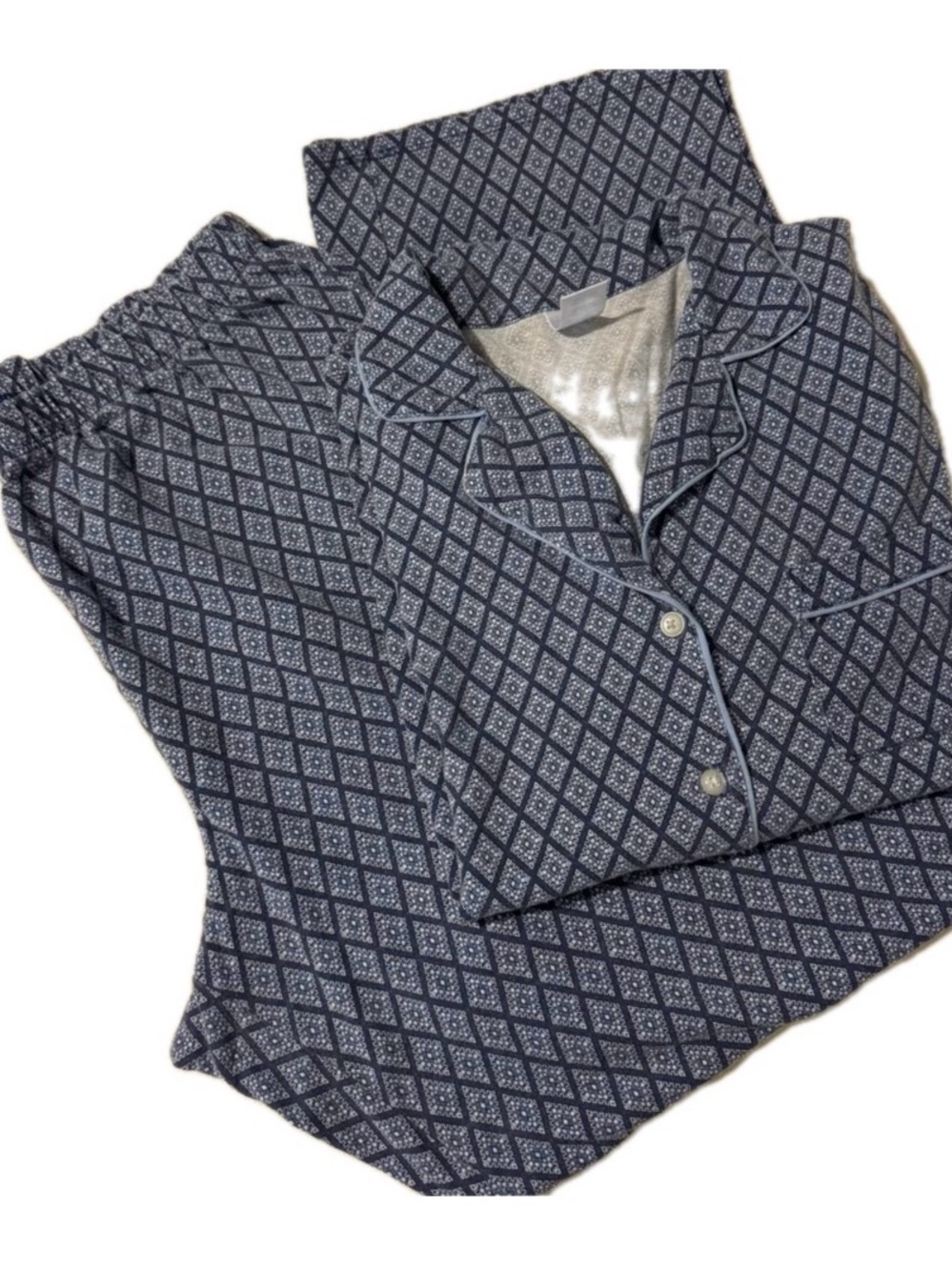 Adonna Geometric Diamond Soft Knit Pajama Set - 2pc size M Long Sleeve